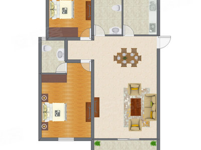 2室1厅 93.92平米户型图