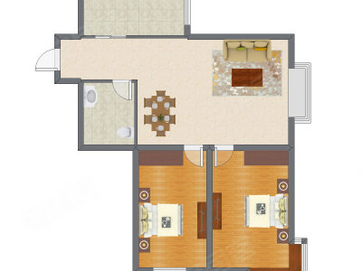 2室2厅 95.00平米户型图