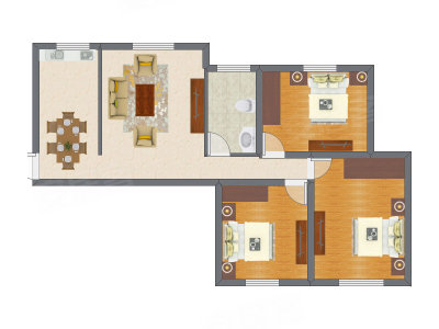 3室1厅 70.75平米