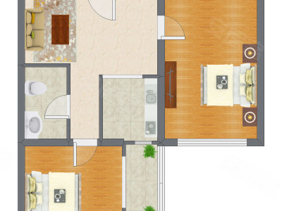 2室1厅 64.90平米