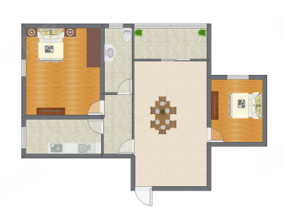 2室1厅 94.72平米户型图