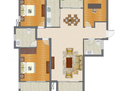 3室2厅 142.81平米户型图