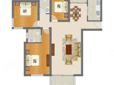 3室2厅 123.37平米