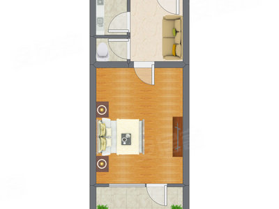 1室1厅 41.62平米户型图