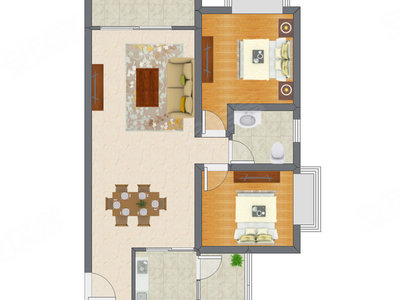 2室2厅 85.00平米户型图