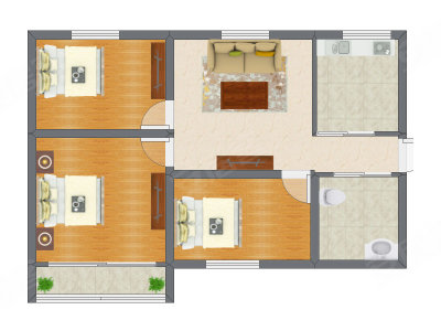 3室1厅 71.64平米