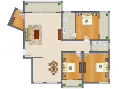 3室2厅 172.45平米户型图