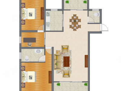 2室2厅 136.00平米户型图