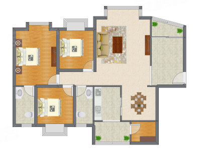 3室2厅 140.20平米