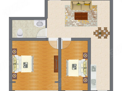 2室2厅 58.80平米