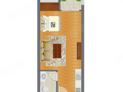 1室0厅 39.11平米户型图