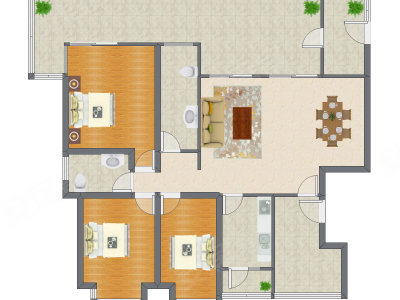 3室2厅 151.54平米