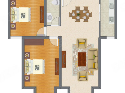 2室2厅 90.56平米