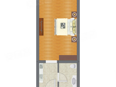 1室0厅 44.77平米户型图