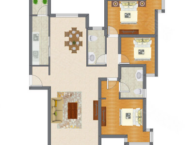 3室2厅 142.75平米户型图