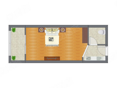 1室0厅 45.64平米户型图