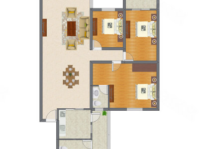 3室1厅 148.00平米户型图
