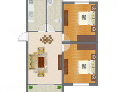 2室1厅 59.82平米户型图