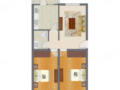 2室1厅 91.64平米户型图