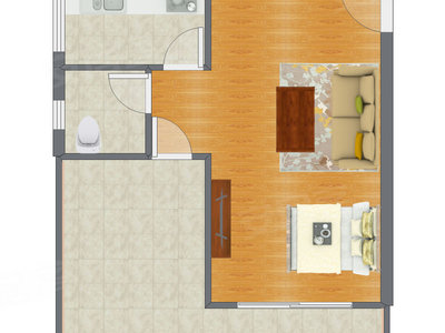 1室0厅 45.60平米户型图