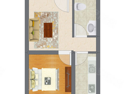 1室1厅 42.38平米户型图