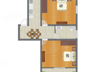 2室0厅 64.71平米户型图