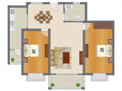 2室2厅 121.38平米户型图