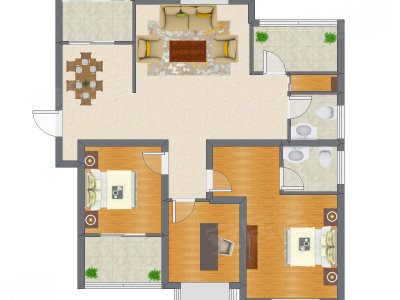 3室2厅 122.00平米户型图