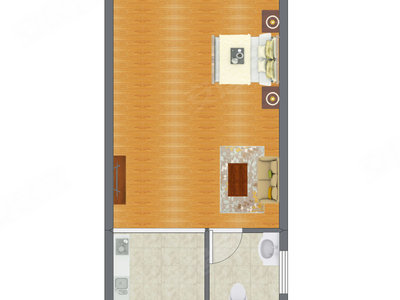 1室0厅 40.93平米户型图