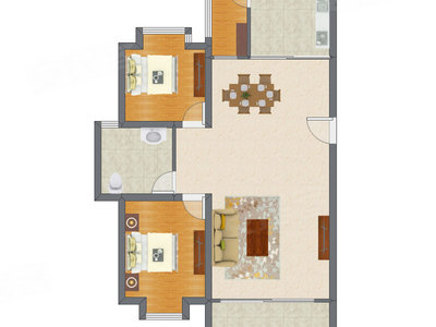 2室2厅 93.32平米户型图