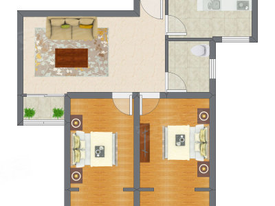 2室1厅 88.00平米户型图