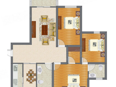 3室2厅 79.90平米