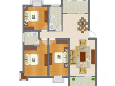 3室2厅 108.89平米