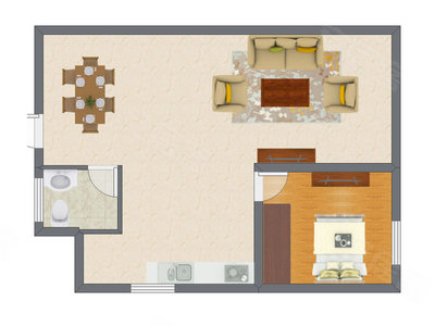 1室1厅 60.85平米户型图
