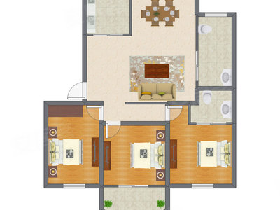 3室2厅 127.44平米