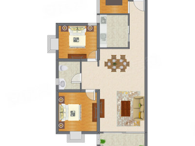 3室2厅 98.89平米