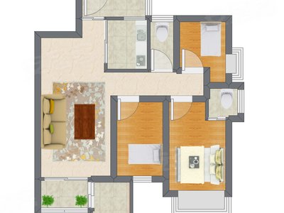 3室1厅 65.00平米