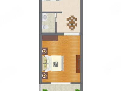 1室1厅 42.16平米户型图