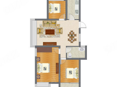 3室2厅 89.28平米户型图