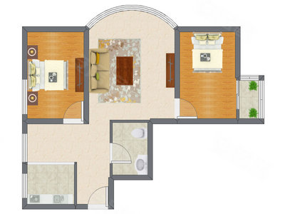 2室1厅 89.12平米户型图