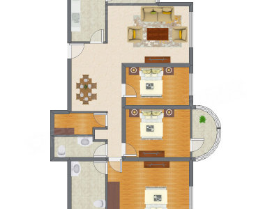 3室2厅 99.92平米