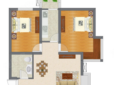 2室2厅 76.50平米