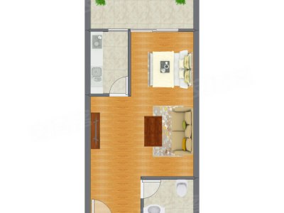 1室0厅 40.05平米户型图