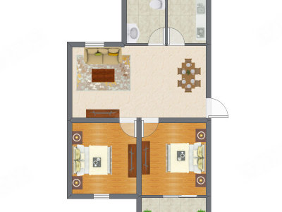 2室2厅 80.60平米户型图