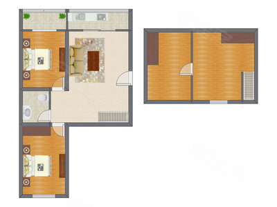 2室2厅 96.13平米户型图