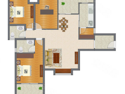 3室2厅 96.20平米