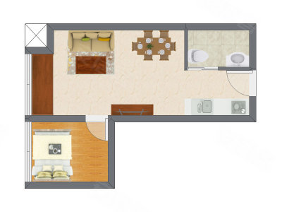 1室0厅 28.89平米户型图