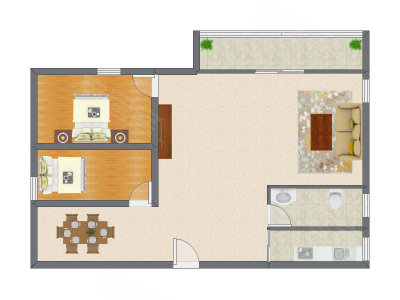 2室2厅 116.00平米