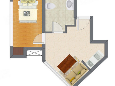 1室1厅 26.80平米户型图