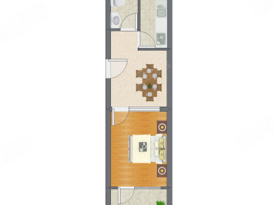 1室1厅 41.85平米户型图